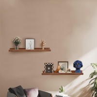 Azsky Long Floating Shelves For Wall Storage Deep Walnut Large 48 Hanging Wave Picture Photo Ledge Shelf With Lip Cloud Wall Dec