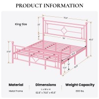 Sha Cerlin 14 Inches King Size Metal Platform Bed Framevintage Ironart Headboard And Footboardmattress Foundation For Storage