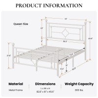 Sha Cerlin 14 Inches Queen Size Metal Platform Bed Framevintage Ironart Headboard And Footboardmattress Foundation For Storag