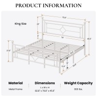 Sha Cerlin 14 Inches King Size Metal Platform Bed Framevintage Ironart Headboard And Footboardmattress Foundation For Storage