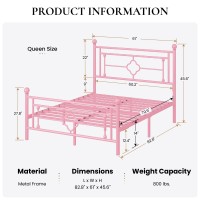 Sha Cerlin 14 Inches Queen Size Metal Platform Bed Framevintage Ironart Headboard And Footboardmattress Foundation For Storag