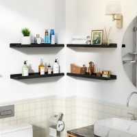 Lovekankei Black Long Floating Shelves For Wall 24 Inch Set Of 4 Rustic Wall Shelves With Lip Wood Hanging Shelves For Bedroom