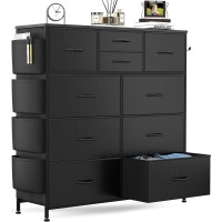 Lulive Dresser For Bedroom With 10 Drawers Chest Of Drawers With Side Pockets And Hooks Pu Storage Dresser Organizer Unit For