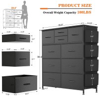 Lulive Dresser For Bedroom With 10 Drawers Chest Of Drawers With Side Pockets And Hooks Pu Storage Dresser Organizer Unit For