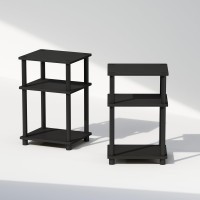 Furinno Just 3Tier Turnntube Open Storage Nightstand 2Pack Plastic Poles Americanoblack