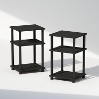 Furinno Just 3Tier Turnntube Open Storage Nightstand 2Pack Plastic Poles Americanoblack