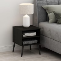 Furinno Claude Mid Century Style Nightstand With Wood Legs 1555 D X 1555 W X 2016 H Inches Espresso