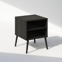 Furinno Claude Mid Century Style Nightstand With Wood Legs 1555 D X 1555 W X 2016 H Inches Espresso