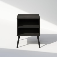 Furinno Claude Mid Century Style Nightstand With Wood Legs 1555 D X 1555 W X 2016 H Inches Espresso