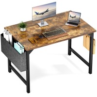 Olixis Computer Small Desk 40 Inch Home Office Writing Study Work Storage Bag Headphone Hooks Simple Wood Kids Student Table Mo