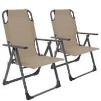 Udpatio Outdoor Dining Chairs Set Of 2 Support 300Lb Beige