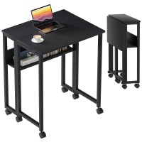 Greenforest Folding Desk Small Rolling Desk With Storage Shelf 315 Inch Foldable Computer Desk With Wheels For Small Space Easy