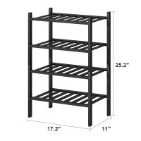 Viewcare Black Small Shoe Rack For Entryway 4Tier Bamboo Shoe Organizer For Hallway Closet Free Standing Shoe Racks For Indoo