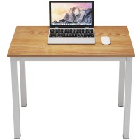 Dlandhome 31.5 Inches Small Computer Desk For Home Office Activity Table Writing Table For Small Spaces Study Table Student Laptop Desk Teak And White Dnd-Ac3Tw-8040