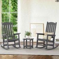 Lue Bona Outdoor Rocking Chairs Set Of 3 2 Chairs 1 Table Hdps Poly Rocking Chair All Weather Resistant Heavy Duty Rocking