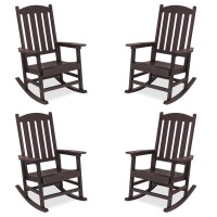 Lue Bona Outdoor Rocking Chairs Set Of 4 Hdps Poly Rocking Chair All Weather Resistant Plastic Outdoor Indoor Porch Rocker He