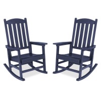 Lue Bona Outdoor Rocking Chairs Set Of 2 Hdps Poly Rocking Chair All Weather Resistant Plastic Outdoor Indoor Porch Rocker He