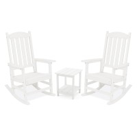 Lue Bona Outdoor Rocking Chairs Set Of 3 2 Chairs 1 Table Hdps Poly Rocking Chair All Weather Resistant Heavy Duty Rocking