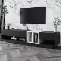 Merax Sleek And Stylish Tv Stand With Perfect Storage Solution Twotone Media Console For Television Up To 80 Functional Cab