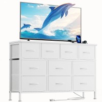 Yafiti Dresser Tv Stand With Power Outlet 43 Long Dresser For Bedroom With 10 Fabric Drawers Chest Of Drawers For Living Roo