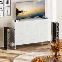 Yafiti Dresser Tv Stand With Power Outlet 43 Long Dresser For Bedroom With 10 Fabric Drawers Chest Of Drawers For Living Roo