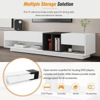 Merax Sleek And Stylish Tv Stand With Perfect Storage Solution Twotone Media Console For Television Up To 80 Functional Cab