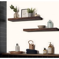 Hxswy Rustic Wood Floating Shelves For Wall Decor Farmhouse Wooden Wall Shelf For Bathroom Kitchen Bedroom Living Room Set Of 6