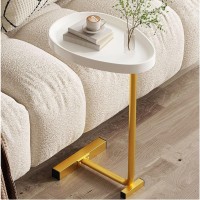 Kwqbhw C Shaped End Table Side Table That Slide Under Couch Tables Sofa End Table For Living Room Bedside Bathroom Bedroom C Tables For Small Space(Gold)