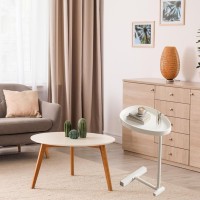 Kwqbhw C Shaped End Table Side Table That Slide Under Couch Tables Sofa End Table For Living Room Bedside Bathroom Bedroom C Tables For Small Space(White)