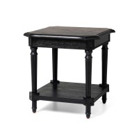 Maven Lane Pullman Multipurpose Traditional Style Tall Square Wooden Side Table and Bedroom Nightstand with Storage in Rustic Antiqued Black Finish