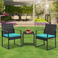 Paylesshere 3Piece Rattan Wicker Bistro Set Outdoor Conversation Set Sturdy Frame Wicker Furniture With 2 Chairs Cushions Tempe