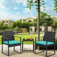 Paylesshere 3Piece Rattan Wicker Bistro Set Outdoor Conversation Set Sturdy Frame Wicker Furniture With 2 Chairs Cushions Tempe