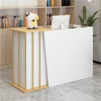 Tistik Reception Desk With Drawers & Storage Shelves Modern Front Counter Table For Salon Reception Room Checkout Office Boutique Spa