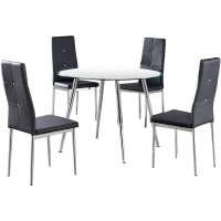 Best Master Furniture Sandy 5-Piece Glass Modern Dinette Set, Grey