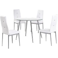 Best Master Furniture Sandy 5-Piece Glass Modern Dinette Set, White