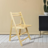 Casual Home Wooden Folding Chairs 2Pcs Set Natural