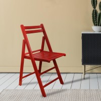 Casual Home Wooden Folding Chairs 2Pcs Set Red