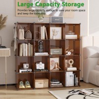 Cahome Cube Storage Organizer 16Cube Shelves Units Plastic Storage Cubes Diy Closet Organizer Modular Closet Storage Shelv