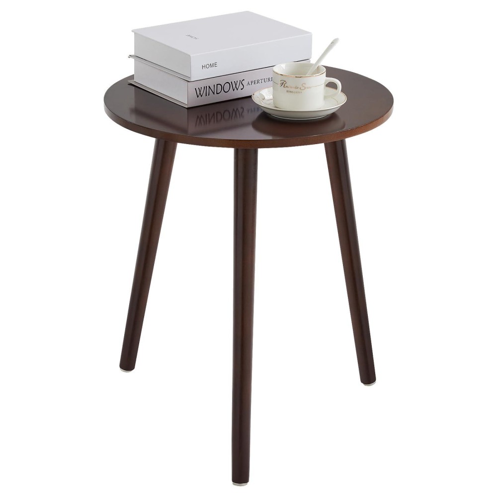 Apicizon Round Side End Table Bedside Table For Living Room Bedroom Small Spaces Nightstand Table With Brown Wood Legs 165