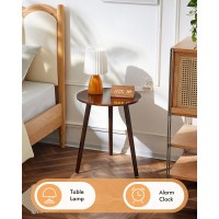 Apicizon Round Side End Table Bedside Table For Living Room Bedroom Small Spaces Nightstand Table With Brown Wood Legs 165