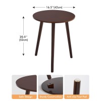 Apicizon Round Side End Table Bedside Table For Living Room Bedroom Small Spaces Nightstand Table With Brown Wood Legs 165