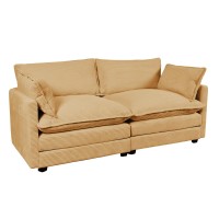 Bumblr Upholstered Loveseat 2-Seater Sofa Couch, Convertible Modular Sectional Sofa Couch, Modern Corduroy Fabric Living Room Furniture Set, Yellow