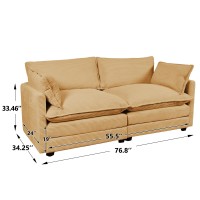 Bumblr Upholstered Loveseat 2-Seater Sofa Couch, Convertible Modular Sectional Sofa Couch, Modern Corduroy Fabric Living Room Furniture Set, Yellow