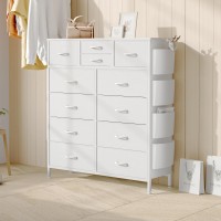 Yafiti 12 Drawer Dresser Chest Of Drawers For Bedroom Pu Dresser Drawers With Side Pockets Hooks Wooden Top And Sturdy Metal