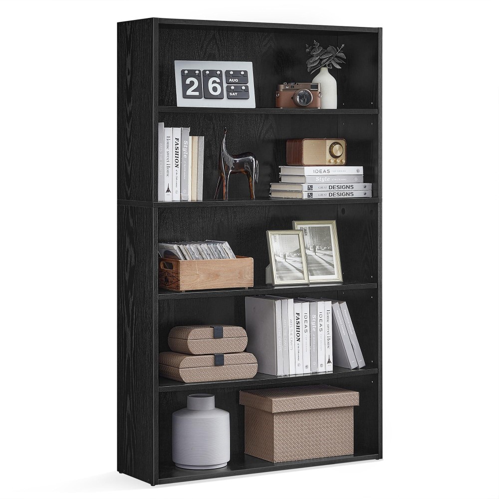 Vasagle Bookshelf 315 Inches Wide 5Tier Open Bookcase With Adjustable Storage Shelves Floor Standing Unit Ebony Black Ulbc