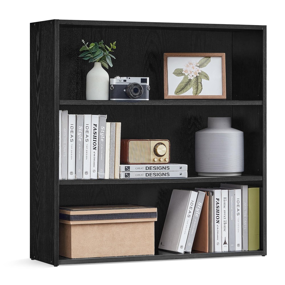 Vasagle Bookshelf 315 Inches Wide 3Tier Open Bookcase With Adjustable Storage Shelves Floor Standing Unit Ebony Black Ulbc