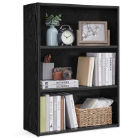 Vasagle Bookshelf 236 Inches Wide 3Tier Open Bookcase With Adjustable Storage Shelves Floor Standing Unit Ebony Black Ulbc