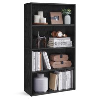 Vasagle Bookshelf 236 Inches Wide 4Tier Open Bookcase With Adjustable Storage Shelves Floor Standing Unit Ebony Black Ulbc