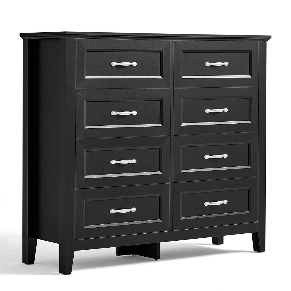 Linsy Home Dresser For Bedroom 8 Drawer Dresser With Metal Handles Wood Chest Of Drawers For Living Room Entryway And Hallway