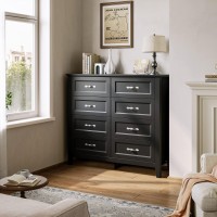 Linsy Home Dresser For Bedroom 8 Drawer Dresser With Metal Handles Wood Chest Of Drawers For Living Room Entryway And Hallway